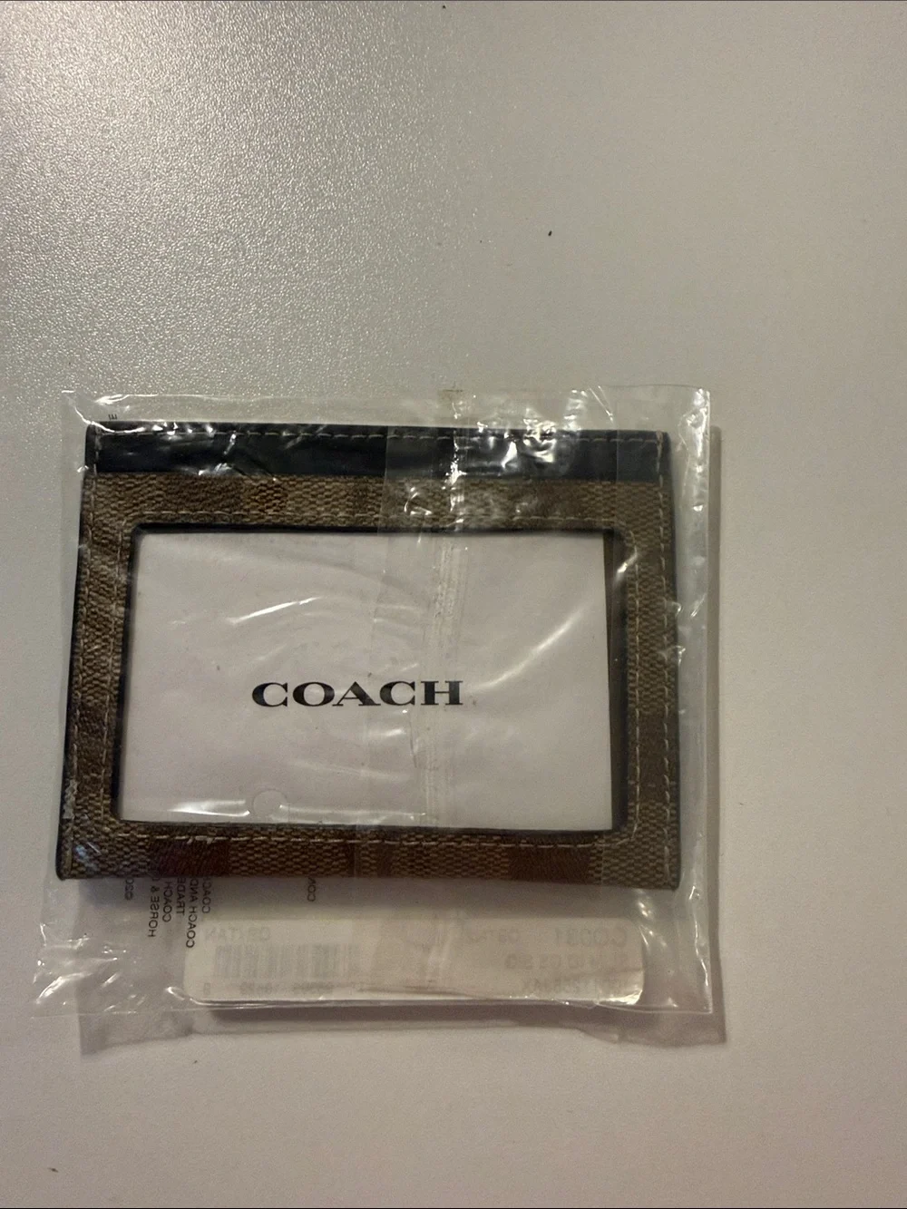 Coach Tan & Black Signature Slim Card Holder